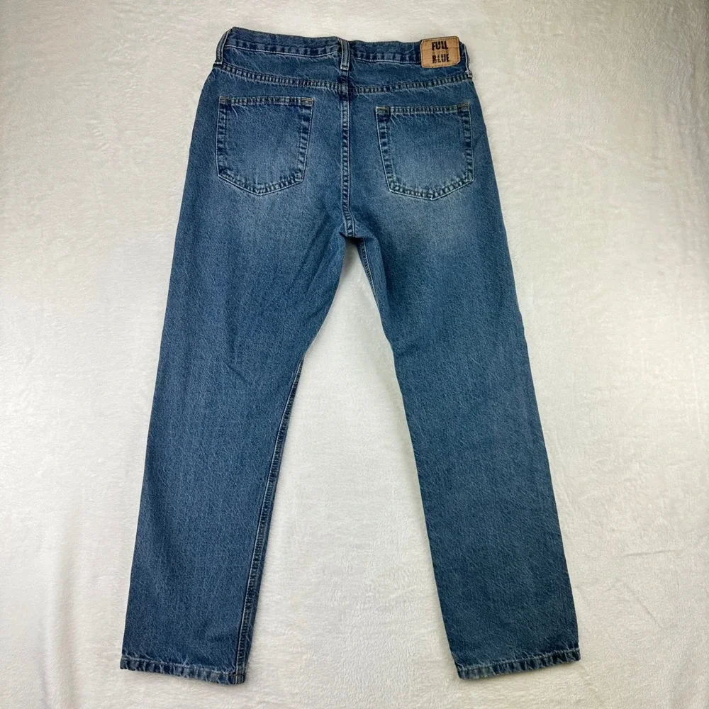 Full Blue Jeans Mens 32x30 Blue Straight Leg Regular Fit Denim 100% Cotton‎